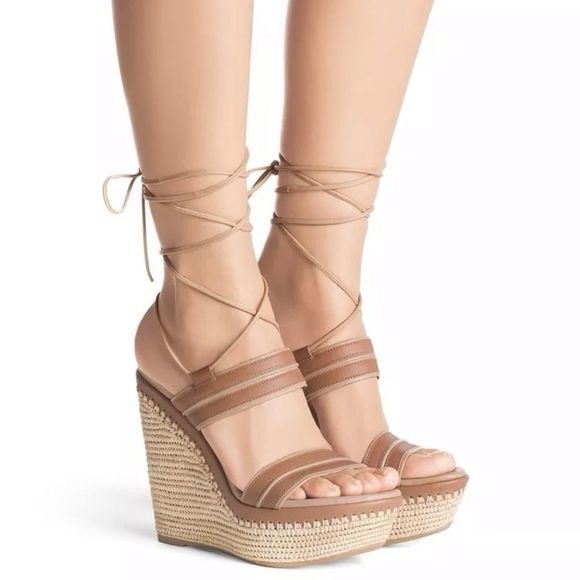Stuart Weitzman Tan Leather Wedge Sandals - Picture 3 of 3